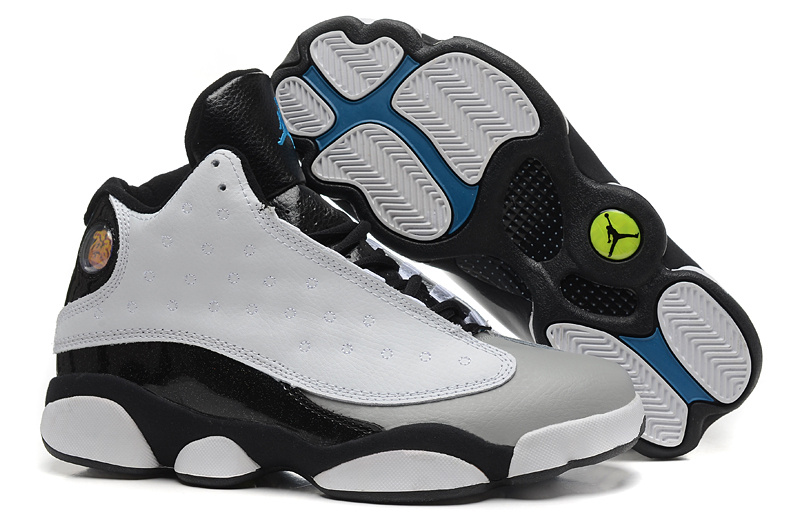 Air Jordan 13 (XIII) Retro Barons White Black Grey Teal Shoes