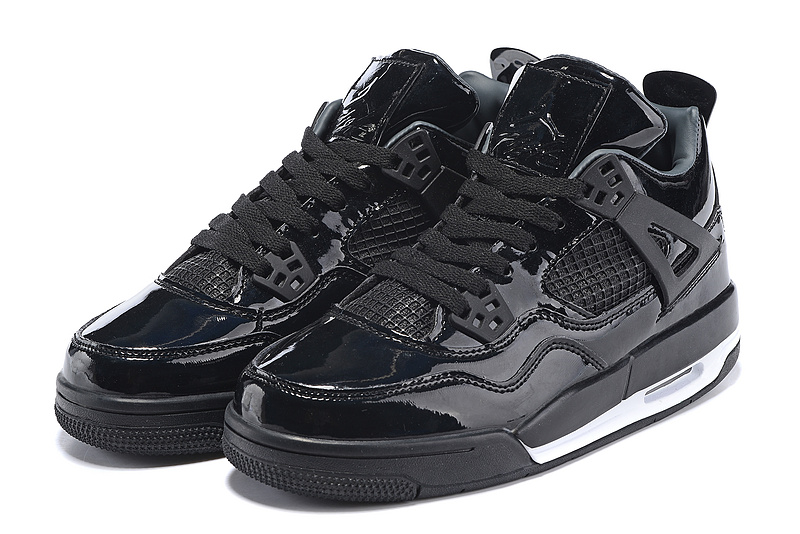 Air Jordan 4 Retro Black Patent Leather All Black Shoes